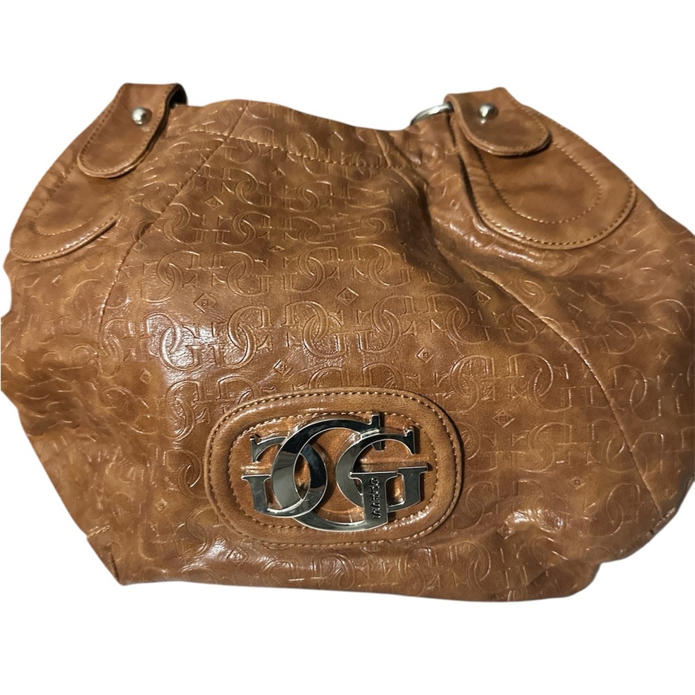 Guess Tan Hobo Bag with silver Hardware large size no call outs like new nice